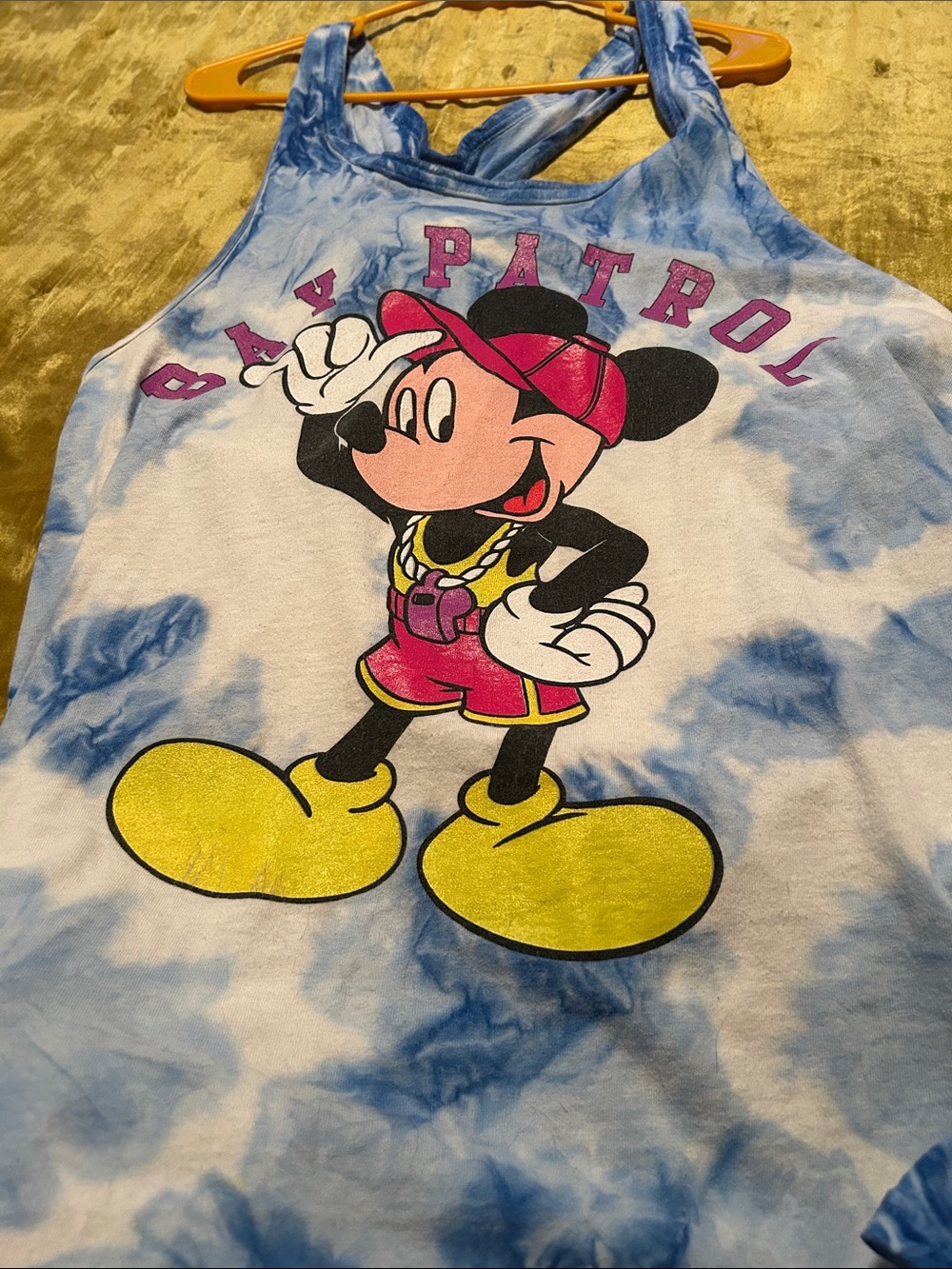 vintage Disney Tie-Dye Tank Top with Mickey Graphic - Blue, Yellow, Pink